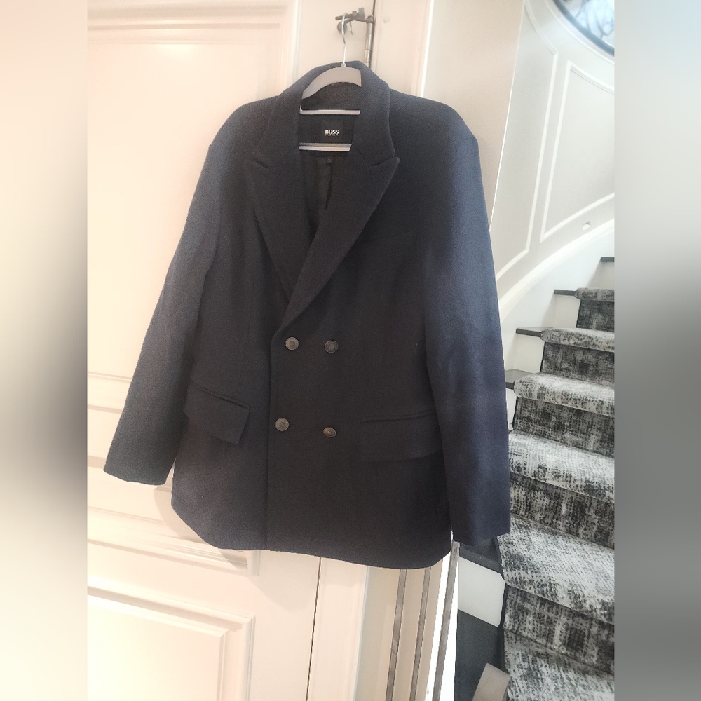 Boss Men's Classic Navy Pea Coat